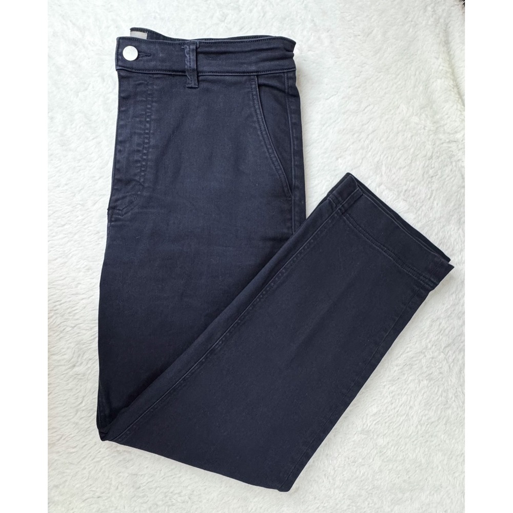 Everlane Cropped Slim Regular Pants Womens 14 Navy Blue Stretch Cotton